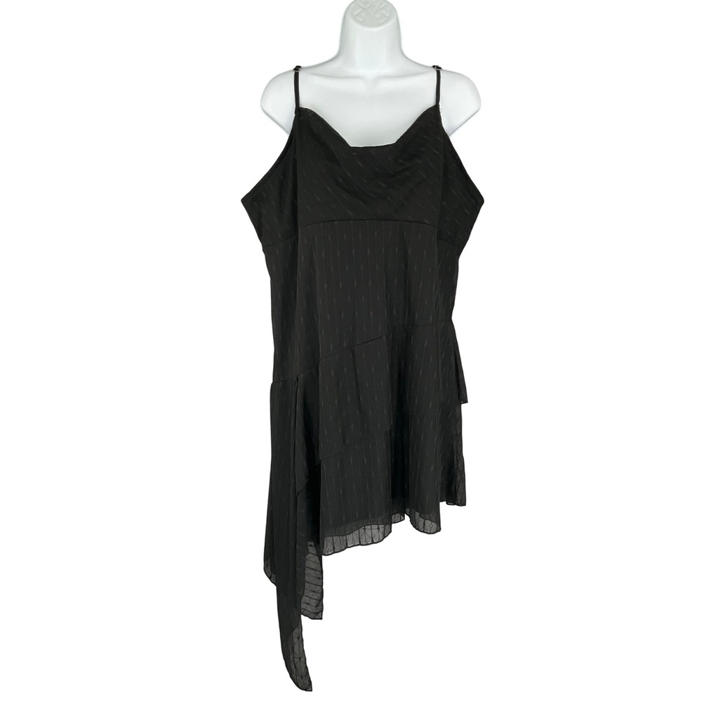 No Boundaries Black Textured Asymmetrical Hem Cami Dress Sz 1X Whimsigoth Boho